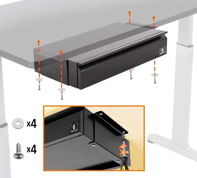 Alt view image 2 of 7 - Stand Steady Attachable Under Desk Drawer | Pull-Out Storage Organizer with Smooth Sliding Tracks | Spacious Storage Drawer Easily Mounts to Desks and Workstations (Black / 17.5 x 11.5 )
