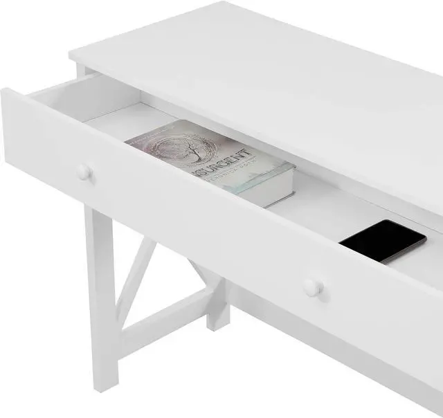 Alt view image 6 of 7 - Convenience Concepts Oxford Desk with Charging Station, 42", White