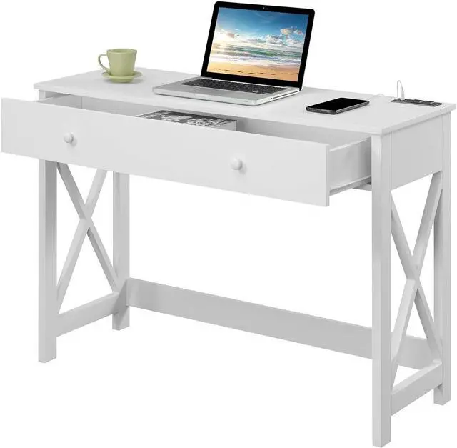Alt view image 5 of 7 - Convenience Concepts Oxford Desk with Charging Station, 42", White