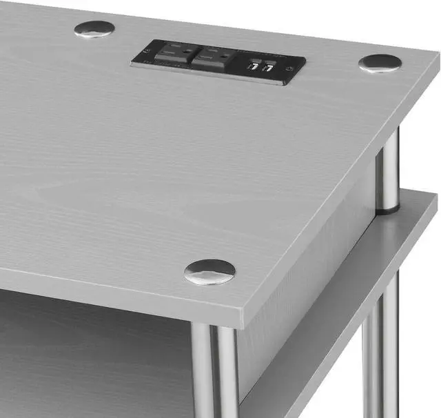 Alt view image 7 of 7 - Convenience Concepts Designs2Go No Tools Student Desk with Charging Station and Shelves, Gray