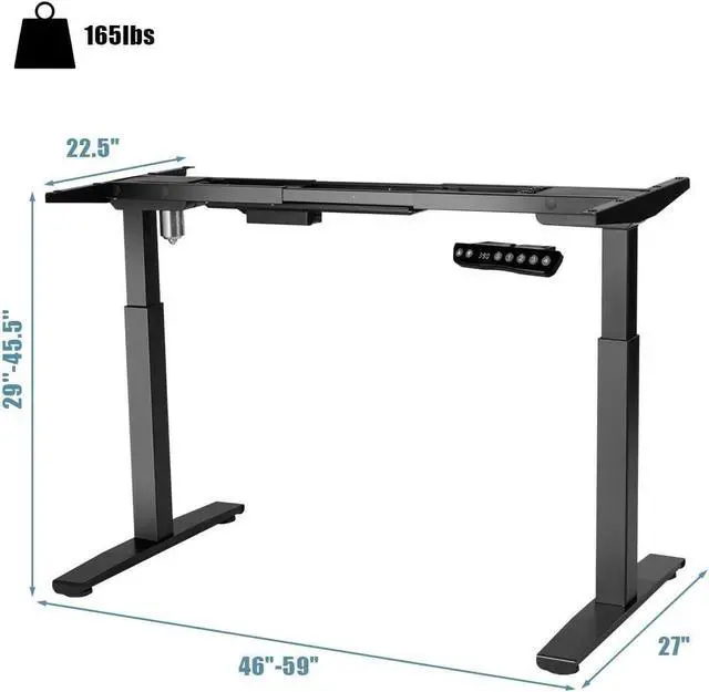 Alt view image 2 of 7 - Tangkula Electric Standing Desk Frame, Height & Width Adjustable Motorized Sit Stand Desk Base, Ergonomic Single Motor Stand Up Workstation w/Memory Controller, Standing Desk Legs