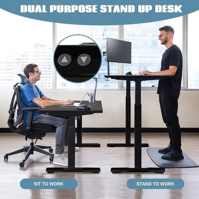 Alt view image 5 of 7 - Tangkula Electric Standing Desk Frame, Height & Width Adjustable Motorized Sit Stand Desk Base, Ergonomic Single Motor Stand Up Workstation w/Memory Controller, Standing Desk Legs