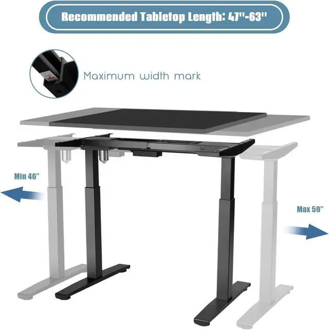 Alt view image 7 of 7 - Tangkula Electric Standing Desk Frame, Height & Width Adjustable Motorized Sit Stand Desk Base, Ergonomic Single Motor Stand Up Workstation w/Memory Controller, Standing Desk Legs