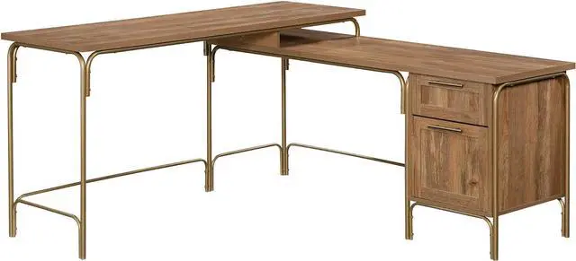 Main image of Sauder Coral Cape L-Desk, L: 60.55" x W: 59.09" x H: 30.08", Sindoori Mango Finish