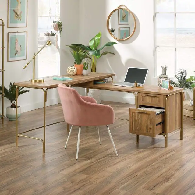 Alt view image 5 of 7 - Sauder Coral Cape L-Desk, L: 60.55" x W: 59.09" x H: 30.08", Sindoori Mango Finish