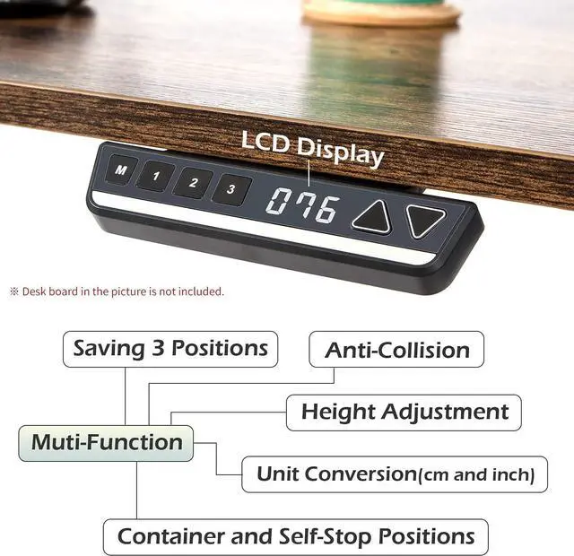 Alt view image 4 of 7 - TOPSKY 3-Motor Electric Adjustable Standing and Sitting Computer Desk with 3 Legs for Home and Office 270lb Weight Capacity (Black Frame Only)