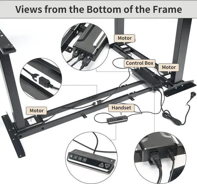 Alt view image 6 of 7 - TOPSKY 3-Motor Electric Adjustable Standing and Sitting Computer Desk with 3 Legs for Home and Office 270lb Weight Capacity (Black Frame Only)