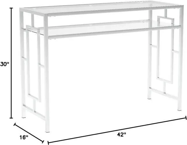 Alt view image 7 of 7 - Convenience Concepts Town Square Chrome Desk 42" - Contemporary Modern Office, Den Desk with Shelf, Console Table, and Glam Vanity, Glass/Chrome