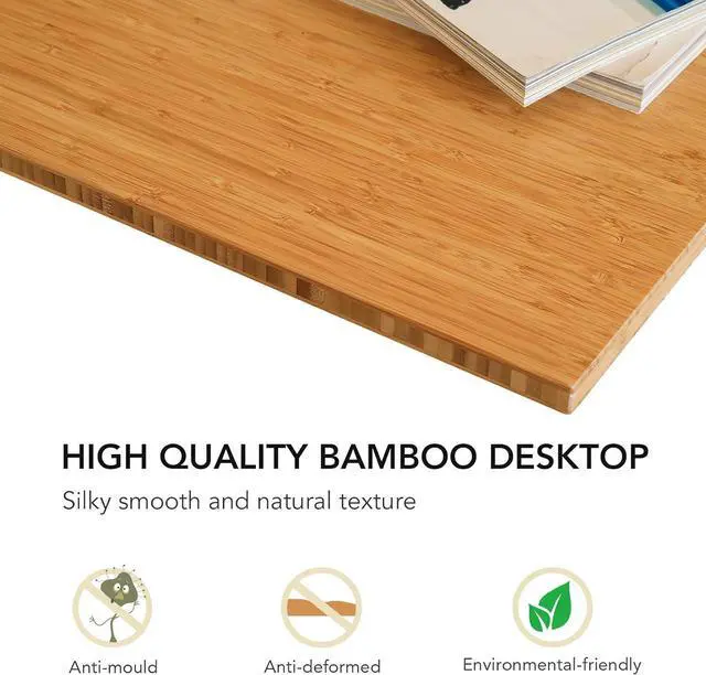 Alt view image 5 of 5 - FLEXISPOT Adjustable Desk, Electric Standing Desk Sit Stand Desk, 55 x 28 Whole-Piece Bamboo Desk Top Home Office Table Stand up Desk(EC1 Classic Black Frame+Rectangular Top 2 Packages)