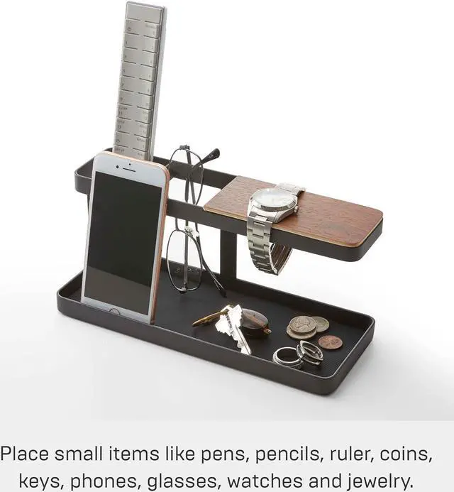 Alt view image 4 of 7 - YAMAZAKI home 2300 Desk Bar-Wood & Steel Organizer, One Size, Black