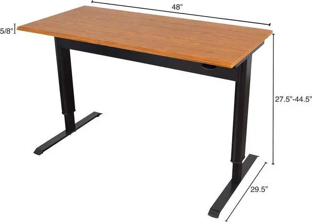Alt view image 3 of 6 - Stand Up Desk Store Pneumatic Adjustable Height Standing Desk Computer Workstation (Black Frame/Teak Top, 48" Wide)