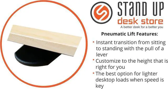Alt view image 5 of 6 - Stand Up Desk Store Pneumatic Adjustable Height Standing Desk Computer Workstation (Black Frame/Teak Top, 48" Wide)