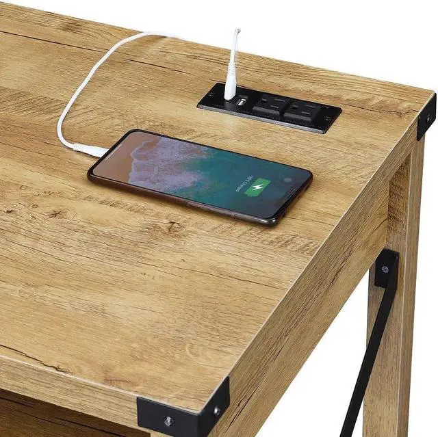 Alt view image 5 of 5 - Convenience Concepts Durango Desk with Charging Station, 42", English Oak/Black