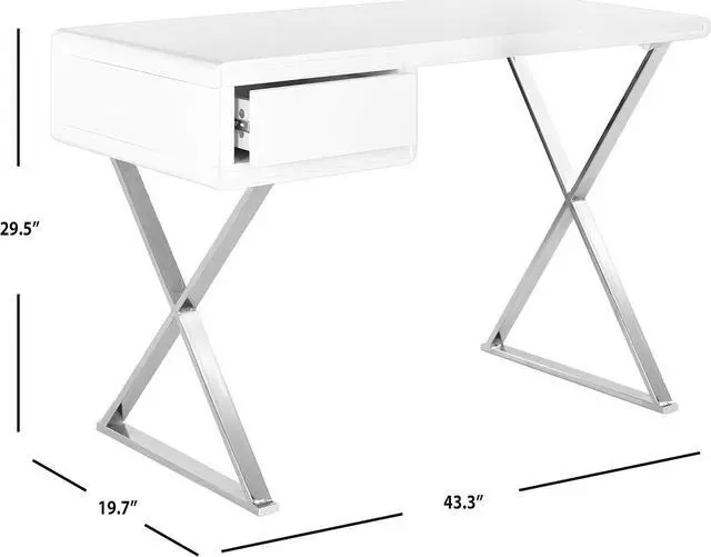 Alt view image 2 of 6 - Safavieh Home Collection Hanover Desk, White/Chrome