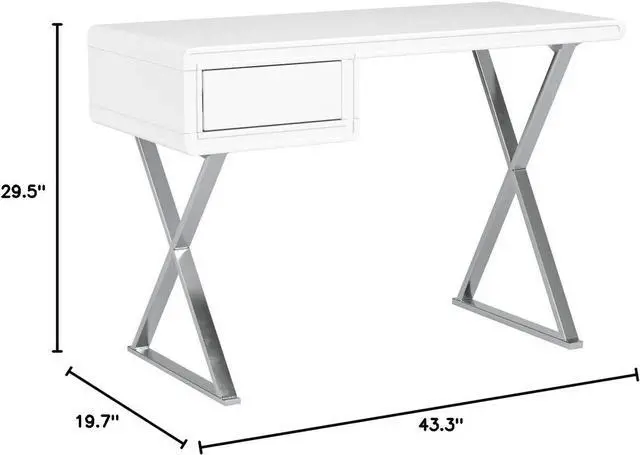 Alt view image 6 of 6 - Safavieh Home Collection Hanover Desk, White/Chrome