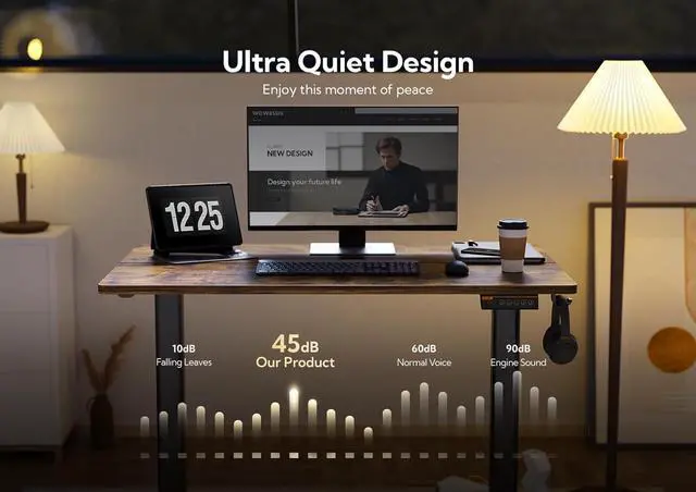 Alt view image 7 of 7 - Claiks Electric Standing Desk, Adjustable Height Stand up Desk, 48x24 Inches Sit Stand Home Office Desk with Splice Board, Black Frame/Rustic Brown Top
