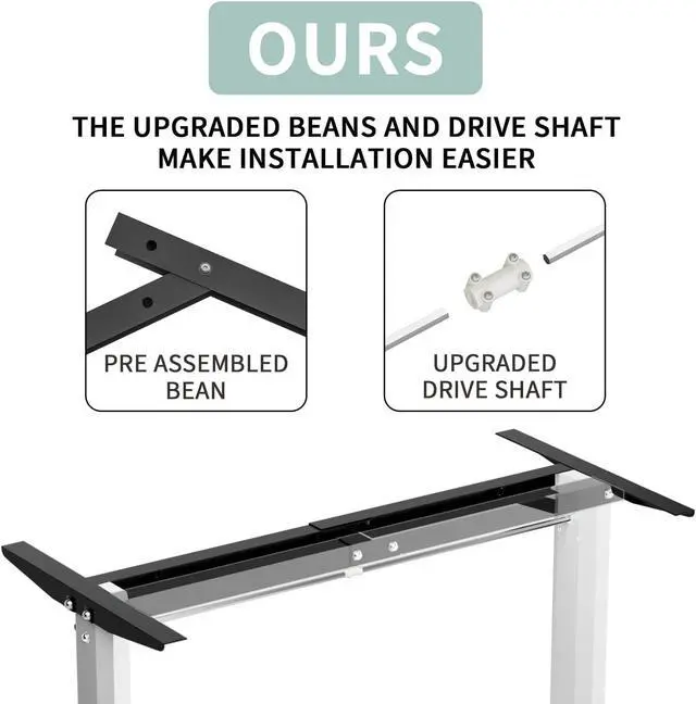 Alt view image 5 of 7 - Electric Standing Desk 55x 24 Inches Height Adjustable Desk Computer Desk T-Shaped Metal Bracket Desk with Memory Settings, Wood Tabletop, and Holes for Routing Cables, White