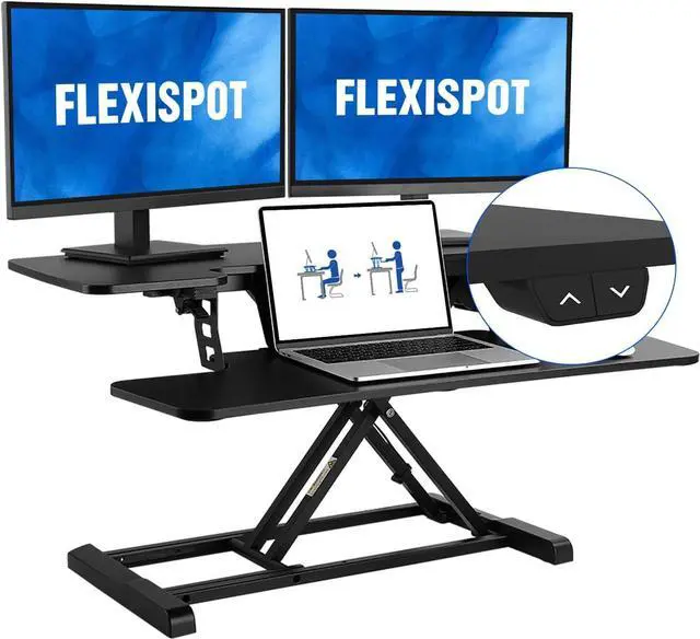 Main image of FLEXISPOT Electric Standing Desk Converter 36" Wide Motorized Stand up Desk Riser for Monitor and Laptop,Black Height Adjustable Desk for Home Office