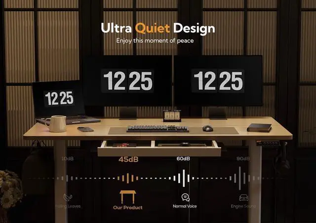 Alt view image 6 of 7 - Claiks Standing Desk with Drawers, Stand Up Electric Standing Desk Adjustable Height, Sit Stand Desk Computer Workstation, 48 Inch, Natural