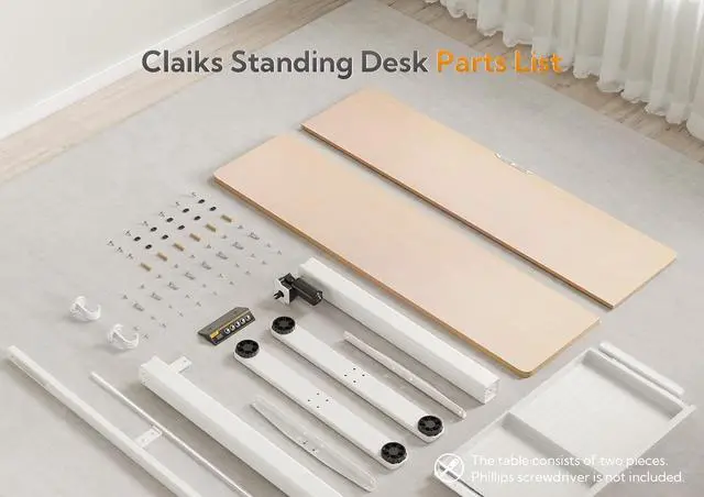 Alt view image 7 of 7 - Claiks Standing Desk with Drawers, Stand Up Electric Standing Desk Adjustable Height, Sit Stand Desk Computer Workstation, 48 Inch, Natural