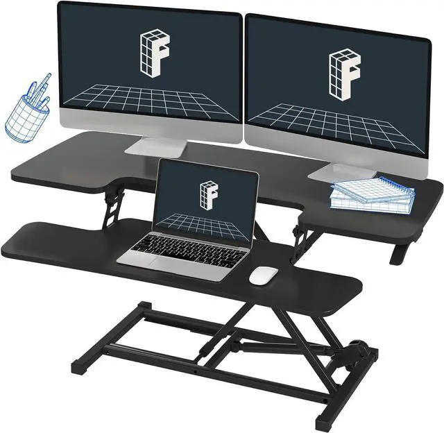 Main image of FLEXISPOT Sit to Stand up Desk Riser 42in Standing Desk Converter Height Adjustable Computer Workstation with Large Keyboard Tray Black