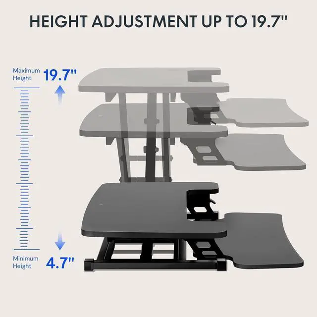 Alt view image 4 of 6 - FLEXISPOT Sit to Stand up Desk Riser 42in Standing Desk Converter Height Adjustable Computer Workstation with Large Keyboard Tray Black