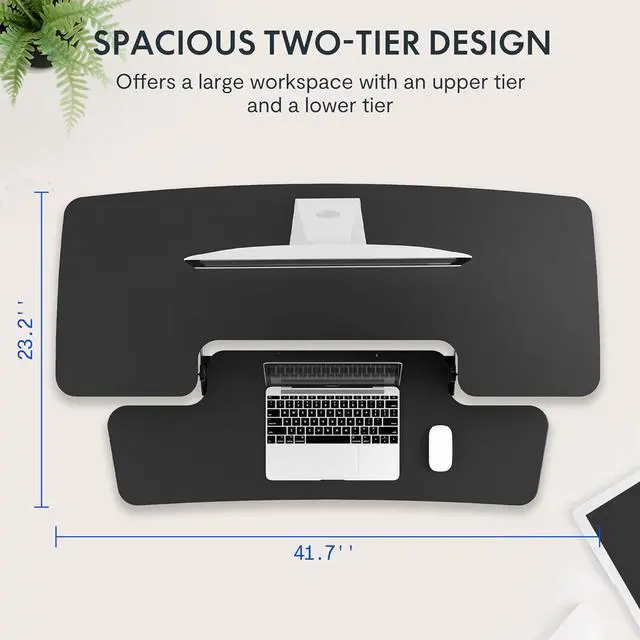 Alt view image 5 of 6 - FLEXISPOT Sit to Stand up Desk Riser 42in Standing Desk Converter Height Adjustable Computer Workstation with Large Keyboard Tray Black