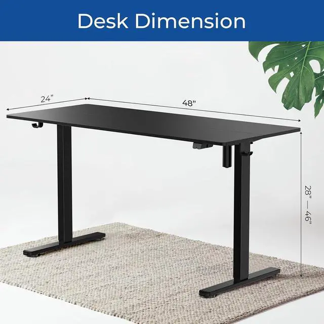 Alt view image 2 of 6 - Our Modern Space Height Adjustable 48" Electric Standing Desk - Upgraded Ultra Durable Home Office Large Rectangular Computer or Laptop Sit Stand Workstation - 48 x 24 Inch