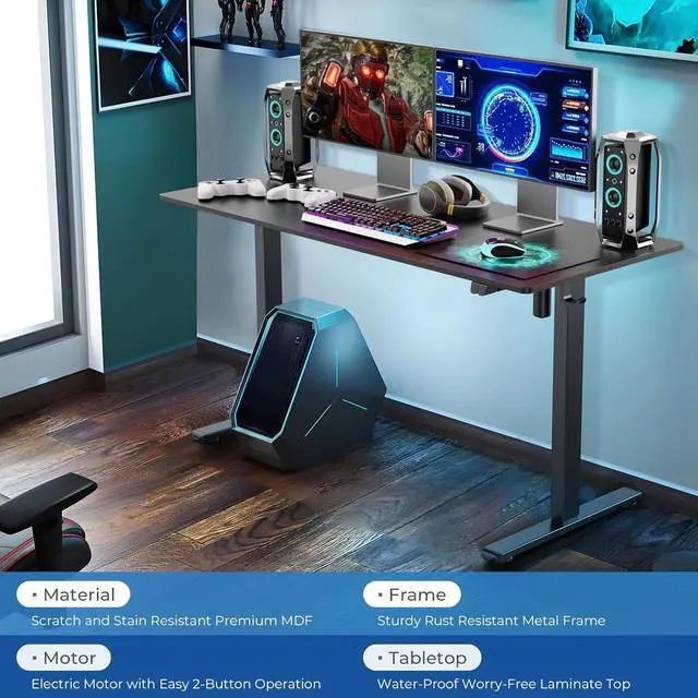 Alt view image 5 of 6 - Our Modern Space Height Adjustable 48" Electric Standing Desk - Upgraded Ultra Durable Home Office Large Rectangular Computer or Laptop Sit Stand Workstation - 48 x 24 Inch