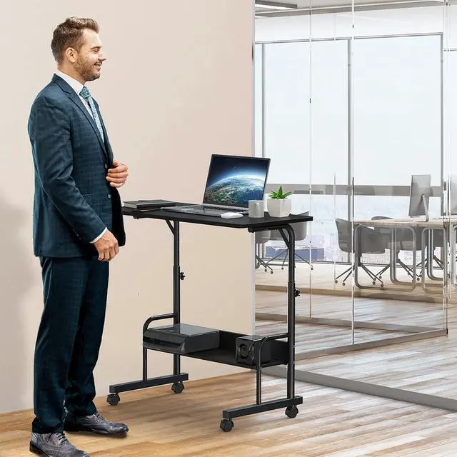 Alt view image 2 of 7 - Adjustable Standing Mobile Desk, Black
