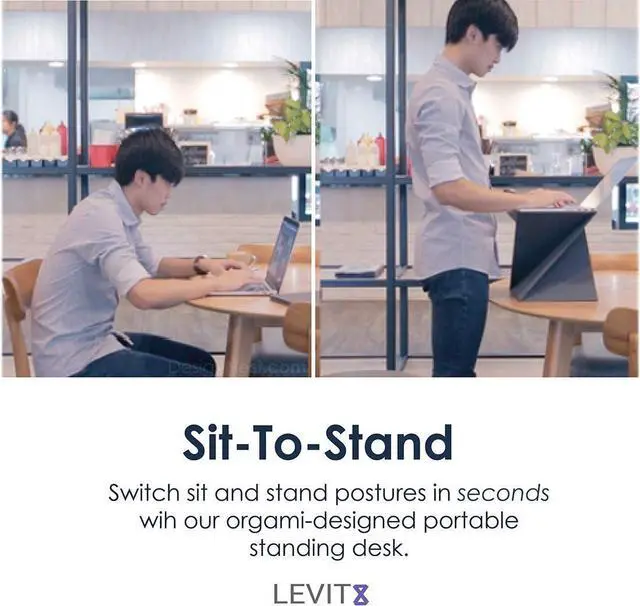 Alt view image 2 of 7 - Levit8 - The flat folding portable standing desk,Sesame,Large