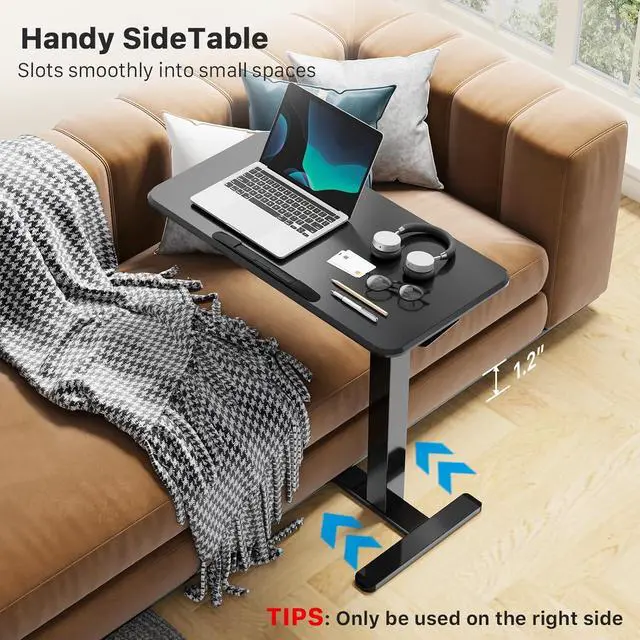 Alt view image 3 of 7 - JOYSEEKER Mobile Standing Desk, Height Adjustable Rolling Laptop Desk, 90° Tiltable Overbed Bedside Table, Portable Computer Desk with Wheels, Foldable Laptop Cart for Home Office, Black