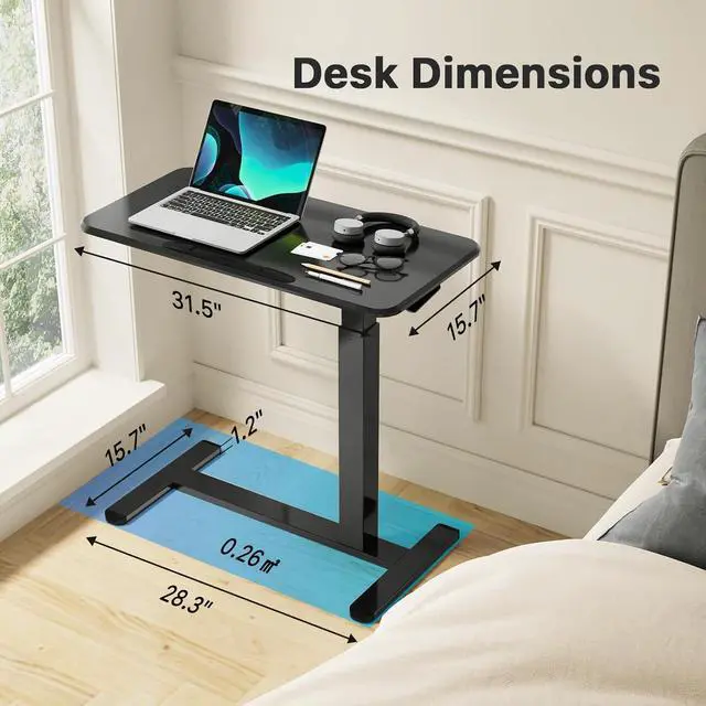 Alt view image 7 of 7 - JOYSEEKER Mobile Standing Desk, Height Adjustable Rolling Laptop Desk, 90° Tiltable Overbed Bedside Table, Portable Computer Desk with Wheels, Foldable Laptop Cart for Home Office, Black