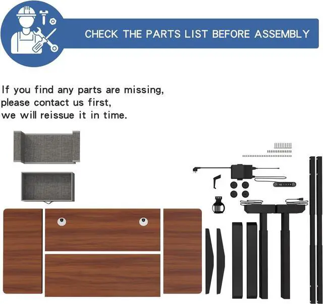 Alt view image 7 of 7 - Jceet Electric Standing Desk with Drawer, 63x30 Inches Adjustable Height Sit Stand Up Desk with 4 Splice Boards, Home Office Desk Computer Workstation with Dark Walnut Top/Black Frame