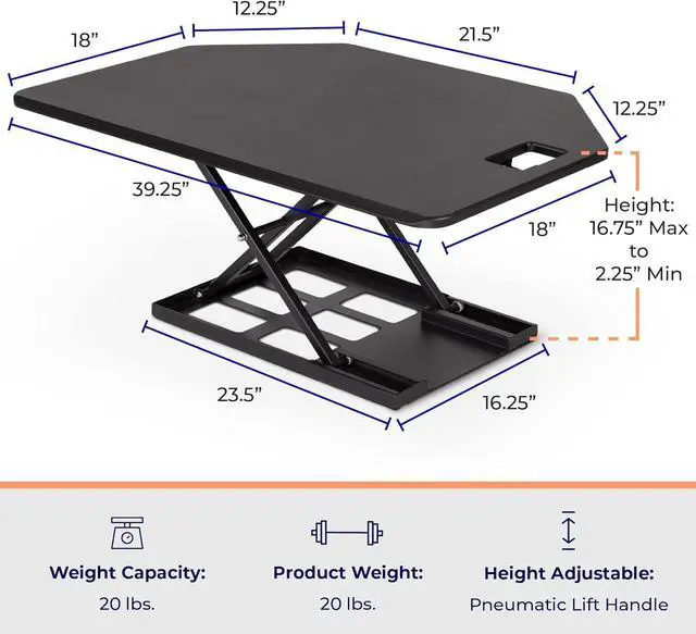 Alt view image 2 of 7 - Stand Steady X-Elite Pro Corner Standing Desk | 40 Inch Corner Sit to Stand Desk Converter Ideal for Cubicles and L Shaped Desks! Easy Height-Adjustable and Fully Assembled!