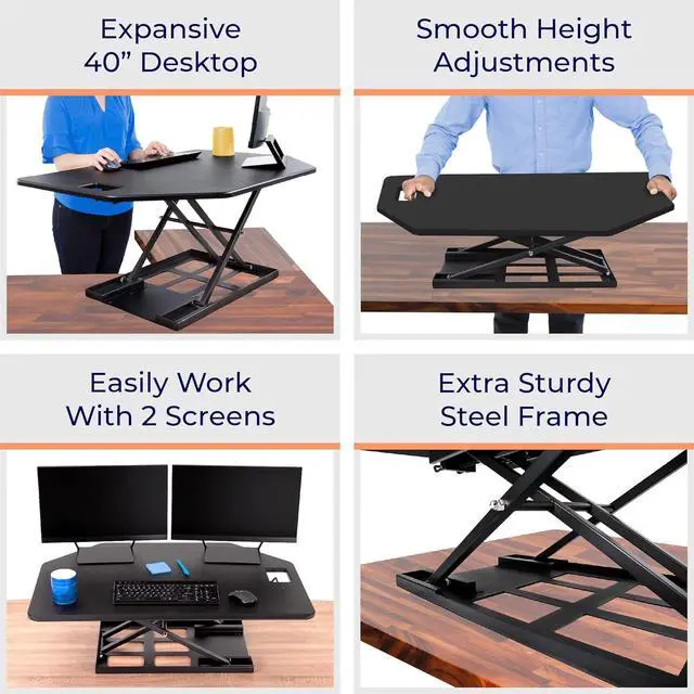 Alt view image 5 of 7 - Stand Steady X-Elite Pro Corner Standing Desk | 40 Inch Corner Sit to Stand Desk Converter Ideal for Cubicles and L Shaped Desks! Easy Height-Adjustable and Fully Assembled!