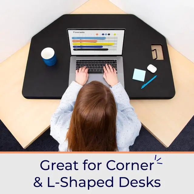 Alt view image 7 of 7 - Stand Steady X-Elite Pro Corner Standing Desk | 40 Inch Corner Sit to Stand Desk Converter Ideal for Cubicles and L Shaped Desks! Easy Height-Adjustable and Fully Assembled!