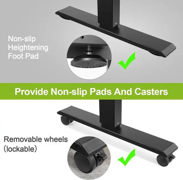 Alt view image 5 of 7 - 55 x 24 inch Standing Desk Electric Adjustable Height with Charging Station, Stand up Desk with Oversized Mouse Pad, Ergonomic Curved Workstation, 4 Caster, 4 Preset Heights Easy to SetBrown