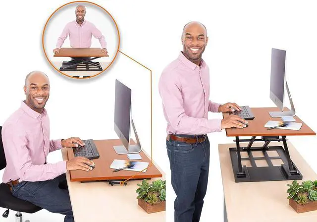 Alt view image 2 of 7 - Stand Steady X-Elite Pro Standing Desk Converter | Instantly Convert Any Desk into a Stand Up Desk | Easy Lift Height Adjustable Standing Desk | No Assembly Required (28 x 20 / Cherry)