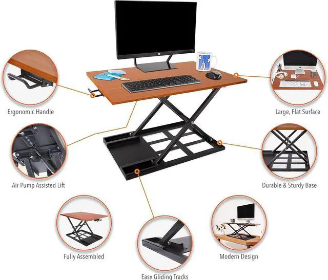 Alt view image 3 of 7 - Stand Steady X-Elite Pro Standing Desk Converter | Instantly Convert Any Desk into a Stand Up Desk | Easy Lift Height Adjustable Standing Desk | No Assembly Required (28 x 20 / Cherry)