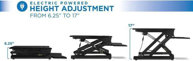 Alt view image 6 of 7 - Mount-It! Electric Standing Desk Converter 35.4" Quick Sit Stand Desk Riser, Computer Workstation Motorized Easy Convertor with Built-in USB Charging Port, Ergonomic Height Adjustable in Black