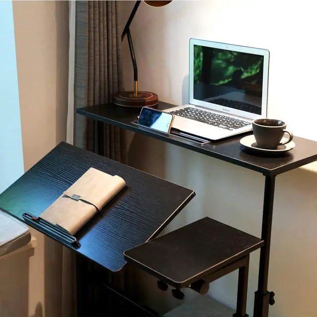 Alt view image 6 of 7 - Zytty Portable Standing Desk, Small Standing Desk with Wheels Standing Laptop Desk Mobile Standing Desk for Home Office Adjustable Standing Desk, Stand Up Computer Desk Rolling Laptop Cart, Black