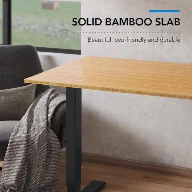 Alt view image 7 of 7 - 48 Inch Bamboo Electric Standing Desk, 3 Stage Dual Motor Height Adjustable Desk, Stable and Durable Sit to Stand Home Office Desk (White Frame/ 48 x 24 Natural Bamboo Top)