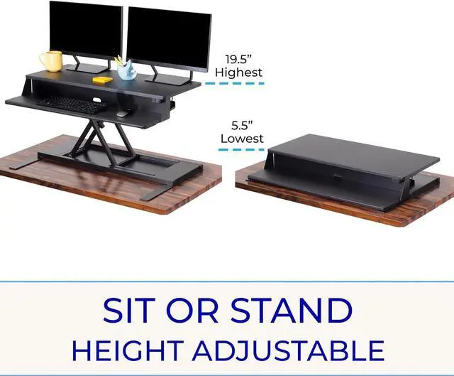 Alt view image 3 of 7 - Flexpro Power, 36" Ergonomic Adjustable Height Electric Standing Desk Converter, EZ Lift Sit to Stand Laptop Desk Riser for Laptop & Computer Monitors (Black, 36in x 23.5in x 5.5-19.5in)