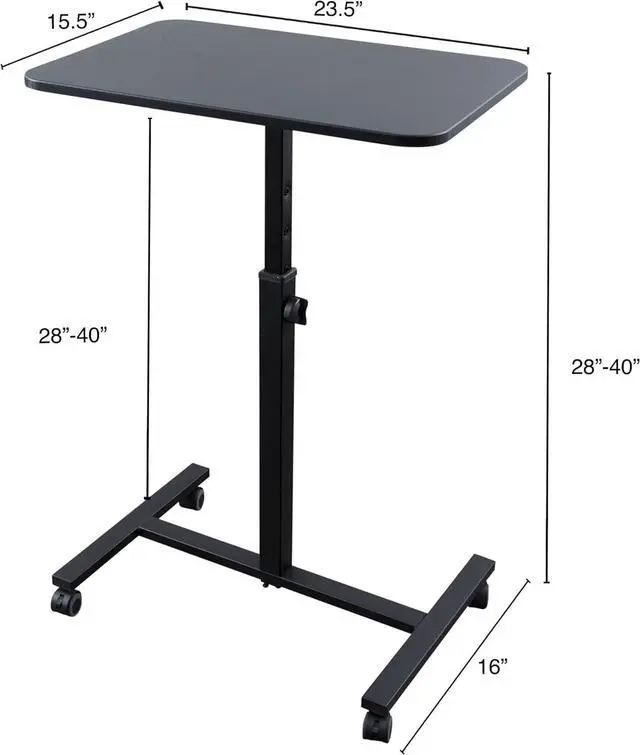 Alt view image 5 of 6 - Stand Up Desk Store Height Adjustable Single Column Rolling Standing Desk Laptop Stand - Black