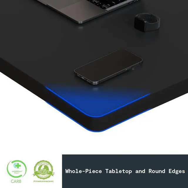 Alt view image 2 of 5 - FLEXISPOT Whole Piece 55"x28" Desktop 1" Thickness Height Adjustable Desk Rectangular Tabletop Black Board (55INCH Black Top)