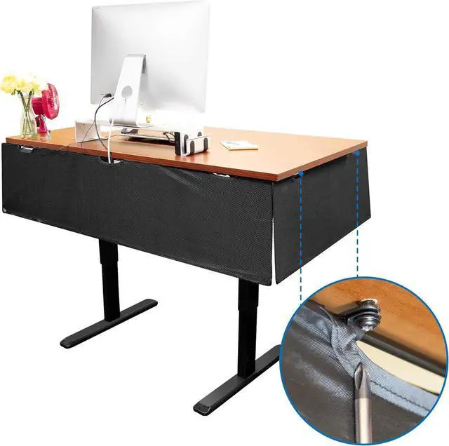Alt view image 4 of 7 - MOUNT-IT! Under Desk Privacy Panel for Sit Stand Workstations [41 Inches Wide], with Cable Management and Organizer Pockets, Modesty Desk Skirt for Home and Office (Black)