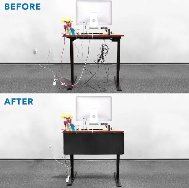 Alt view image 3 of 7 - MOUNT-IT! Under Desk Privacy Panel for Sit Stand Workstations [41 Inches Wide], with Cable Management and Organizer Pockets, Modesty Desk Skirt for Home and Office (Black)