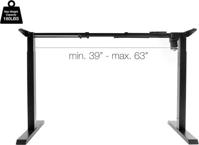 Alt view image 3 of 6 - TechOrbits Electric Standing Desk Frame - Two Leg Motorized Stand Up Desk Base - Sit Stand Desk with Memory Settings and Telescopic Height Adjustment (Black)