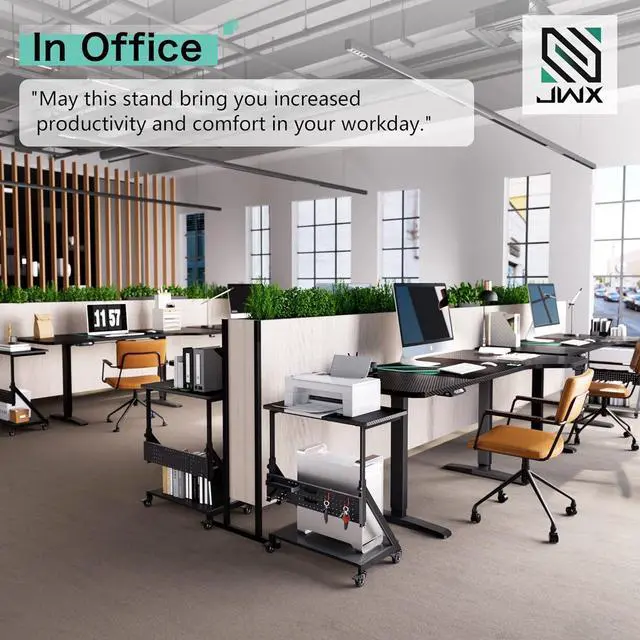 Alt view image 2 of 7 - JWX Computer Tower Floor Stand,5-Step Height Adjustment pc Tower Stand, 2-Tier Case CPU Holder Gift Cart with Rolling Wheels, Upgrade Pegboard Storage Kit *7 & Mouse Pad, Black